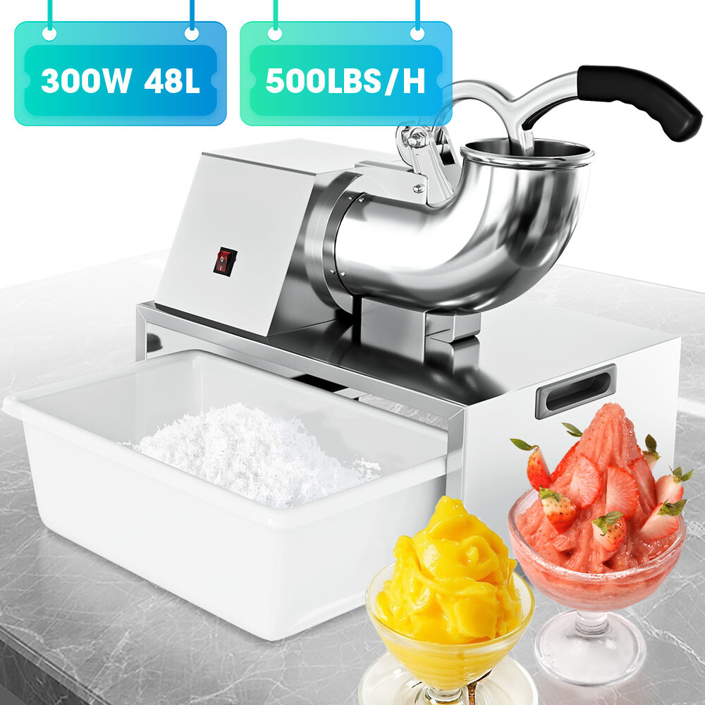500lbs Commercial Ice Crusher Shaver Four Blades Snow Cone Machine Safety Switch