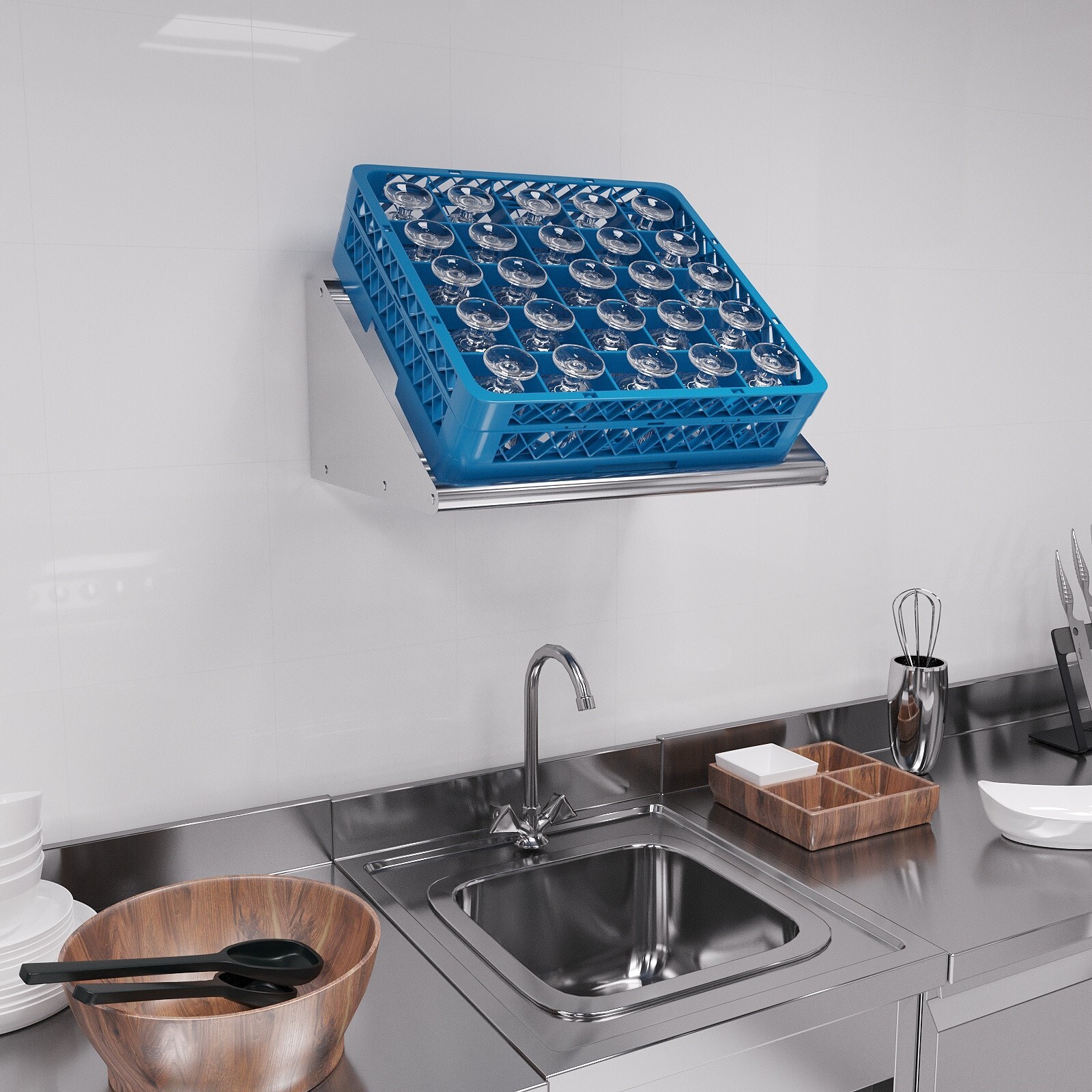 22 in. Stainless Steel Tubular Glass Rack Shelf