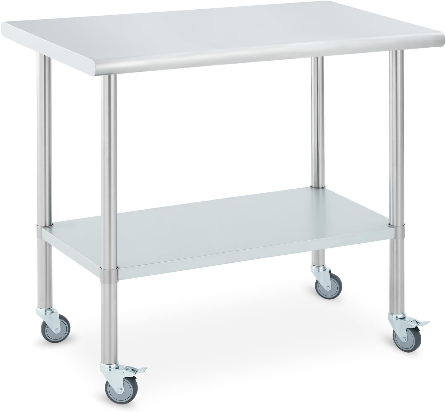 Stainless Steel Table – Casters NSF,4 Caster Wheels & 2 Adjustable Under Shelf