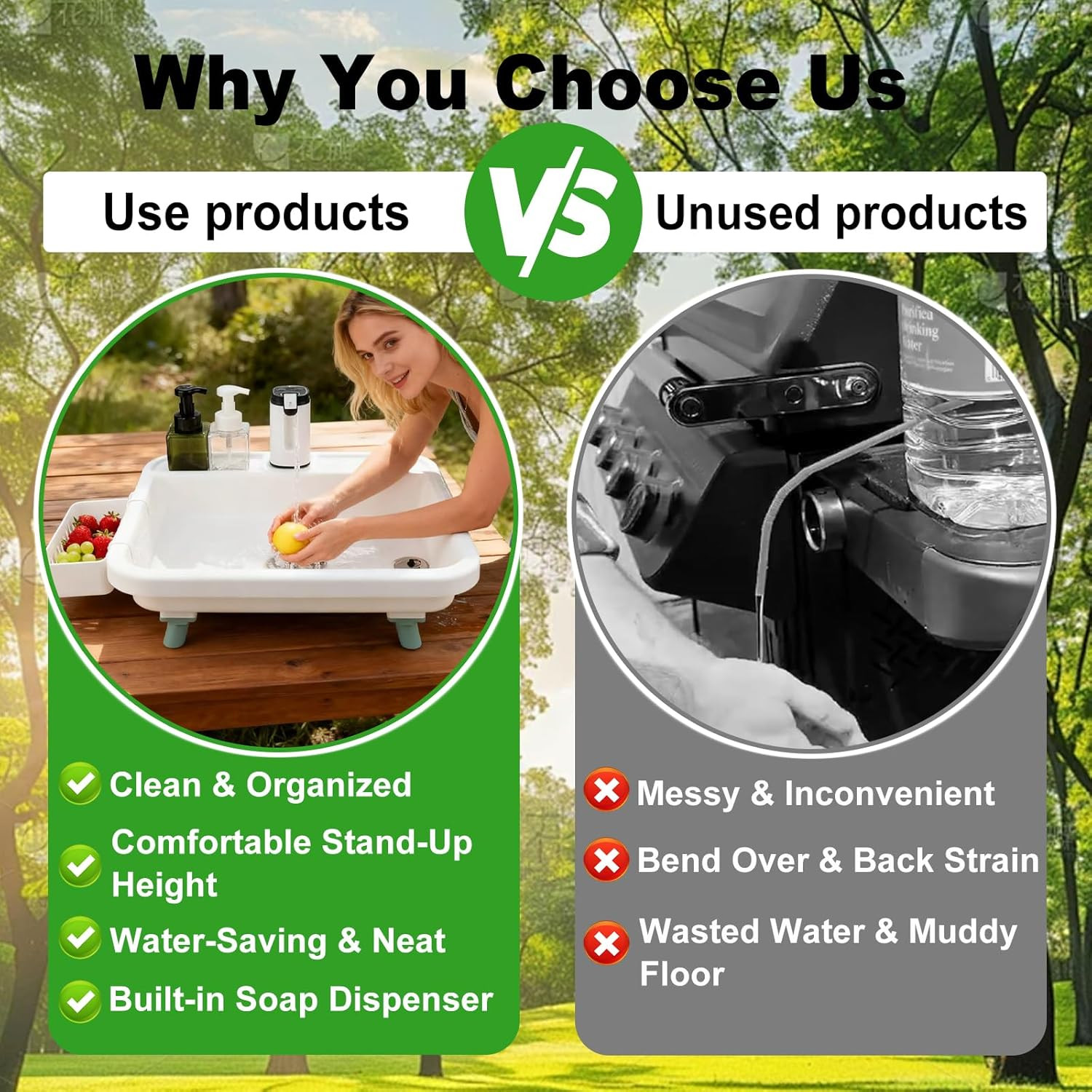Portable Hand Wash Sink with Electronic Faucet for Indoor/Outdoor Use