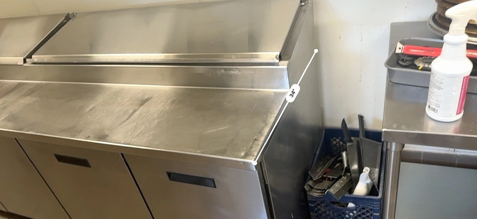 Randell Commercial Pizza Prep Table Refrigerator 110” 84111N l/ 4 Doors
