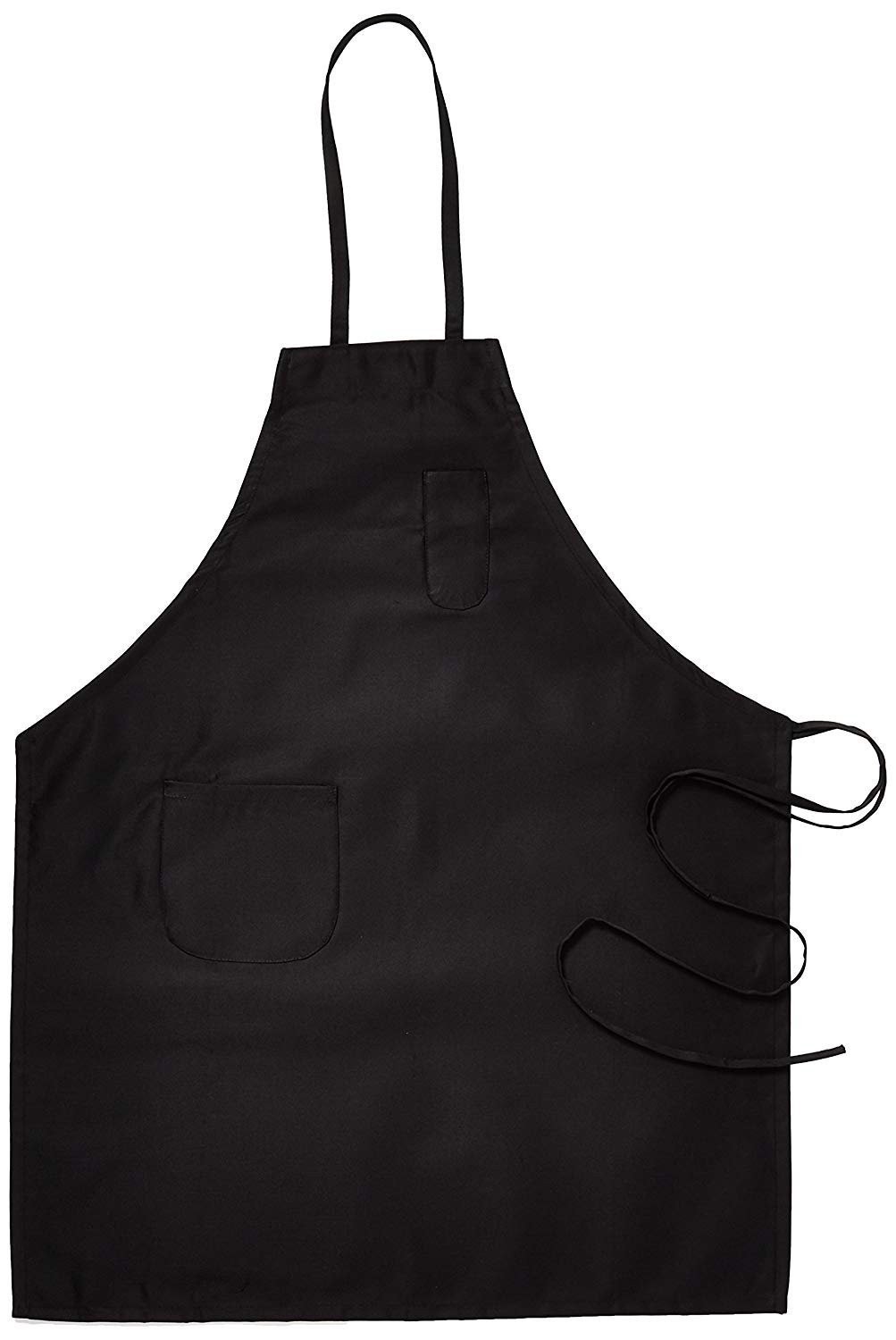Winco BA-PBK Full Length Bib Apron with Pocket, Black