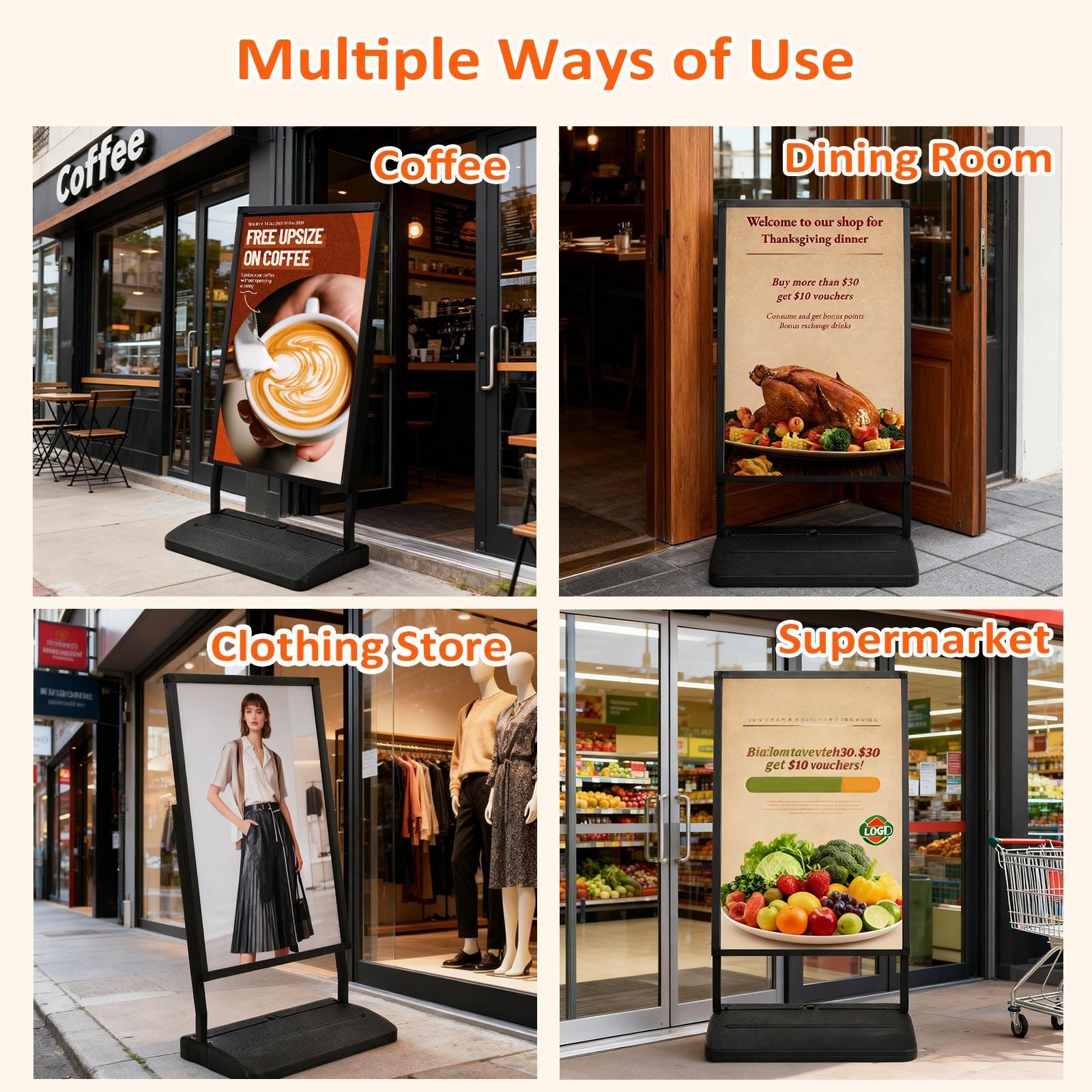 24″x36″ Single-Sided Floor Standing Board Sign Holder w-Water Refilled Base