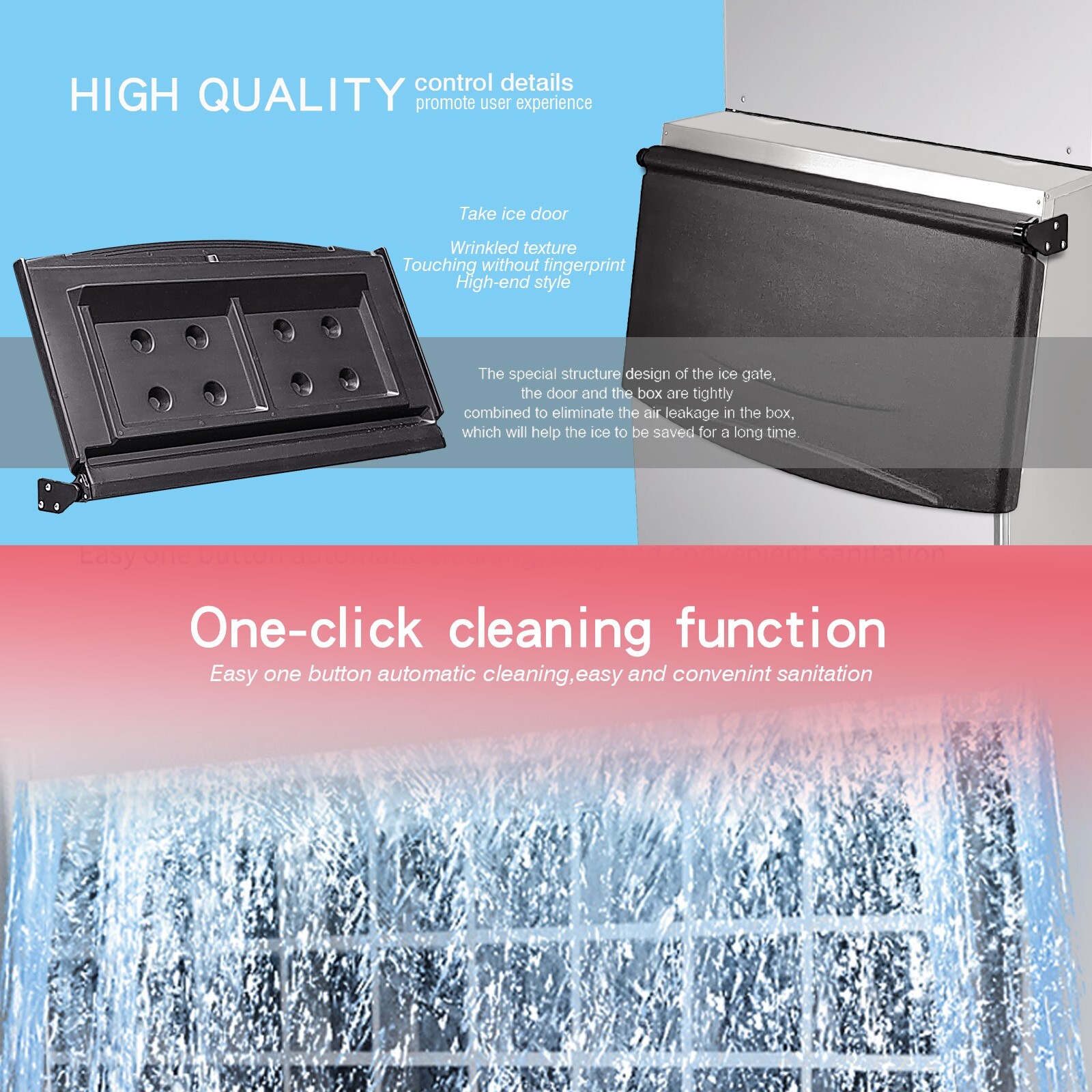 Commercial Cube Ice Machine Ice Maker Auto Detection Auto Cleaning-880 LBS/Day
