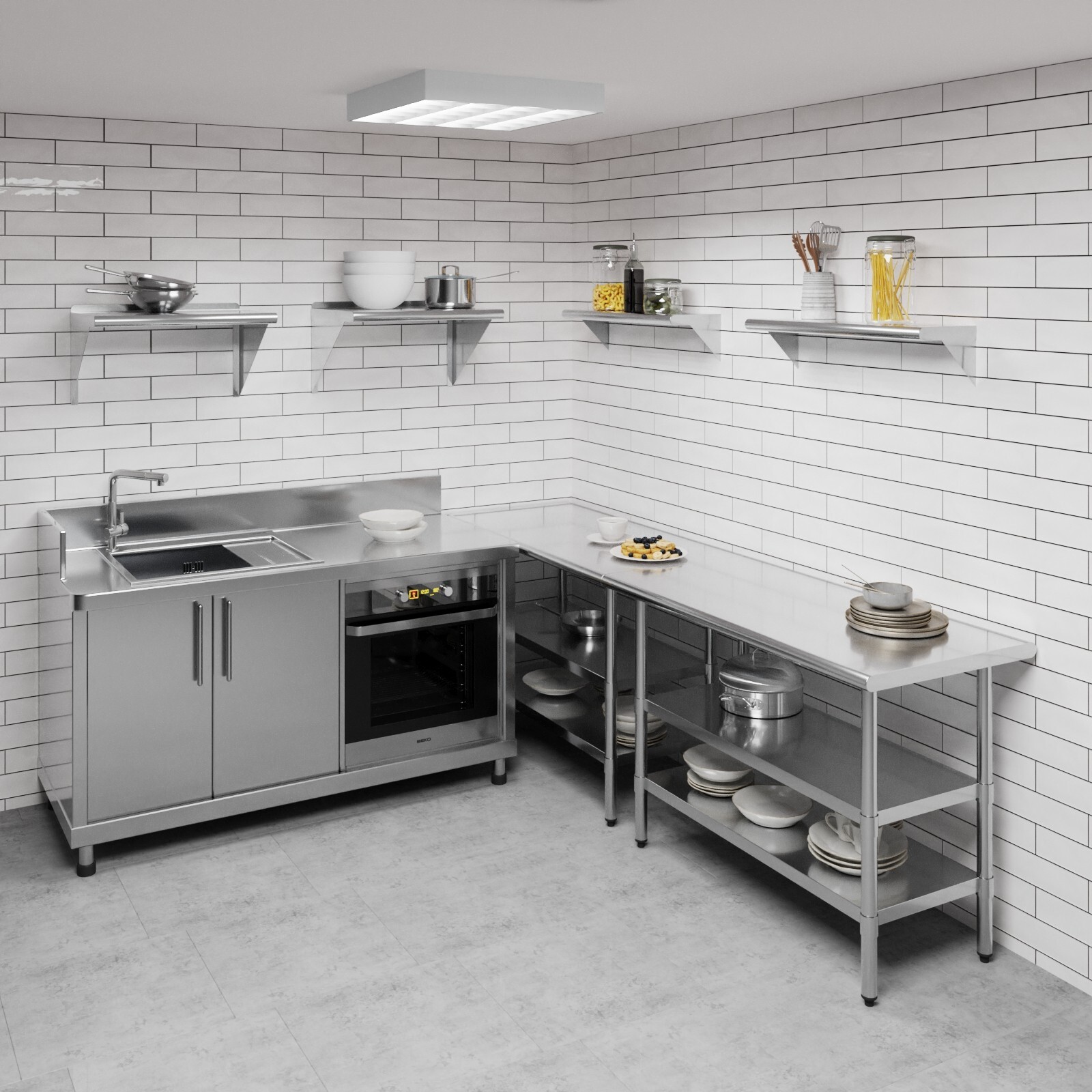 OPEN BOX: 10″ x 30″ Metal Shelf | Stainless Steel Wall Mount Floating Shelving