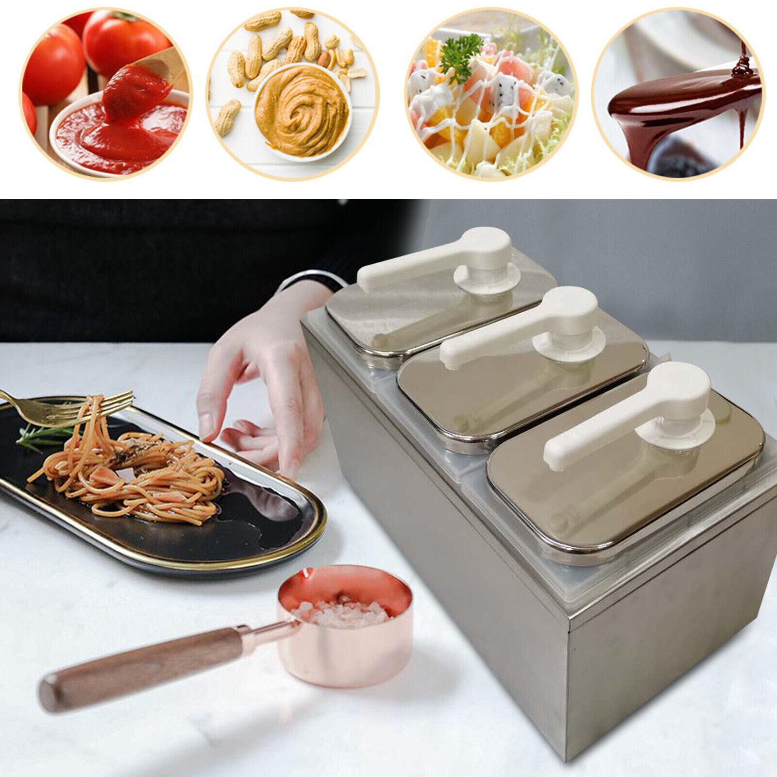 2L-8L Commercial Hot Fudge Warmer Nacho Cheese Sauce Pump Dispenser Dispensing