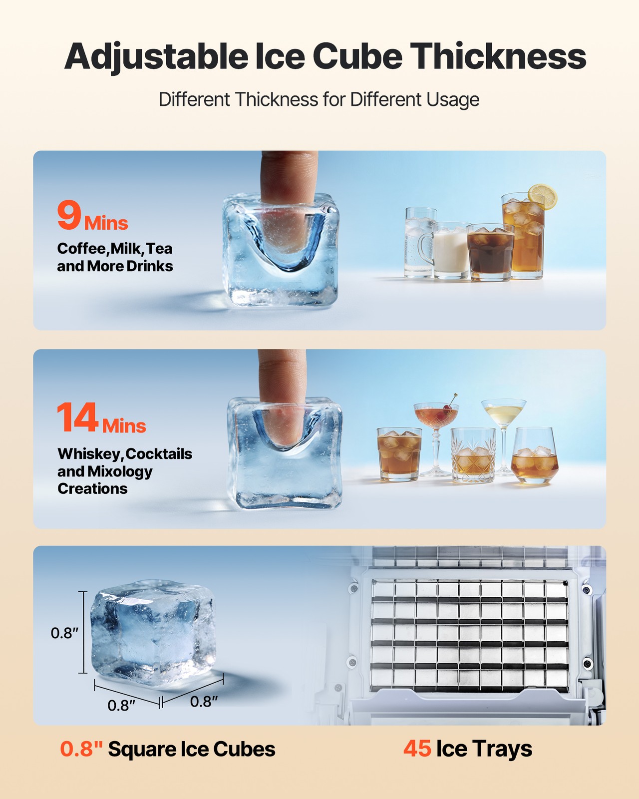 VEVOR Commercial Ice Maker 130Lbs/24H Ice Machine 33Lbs Storage Bar Restaurant
