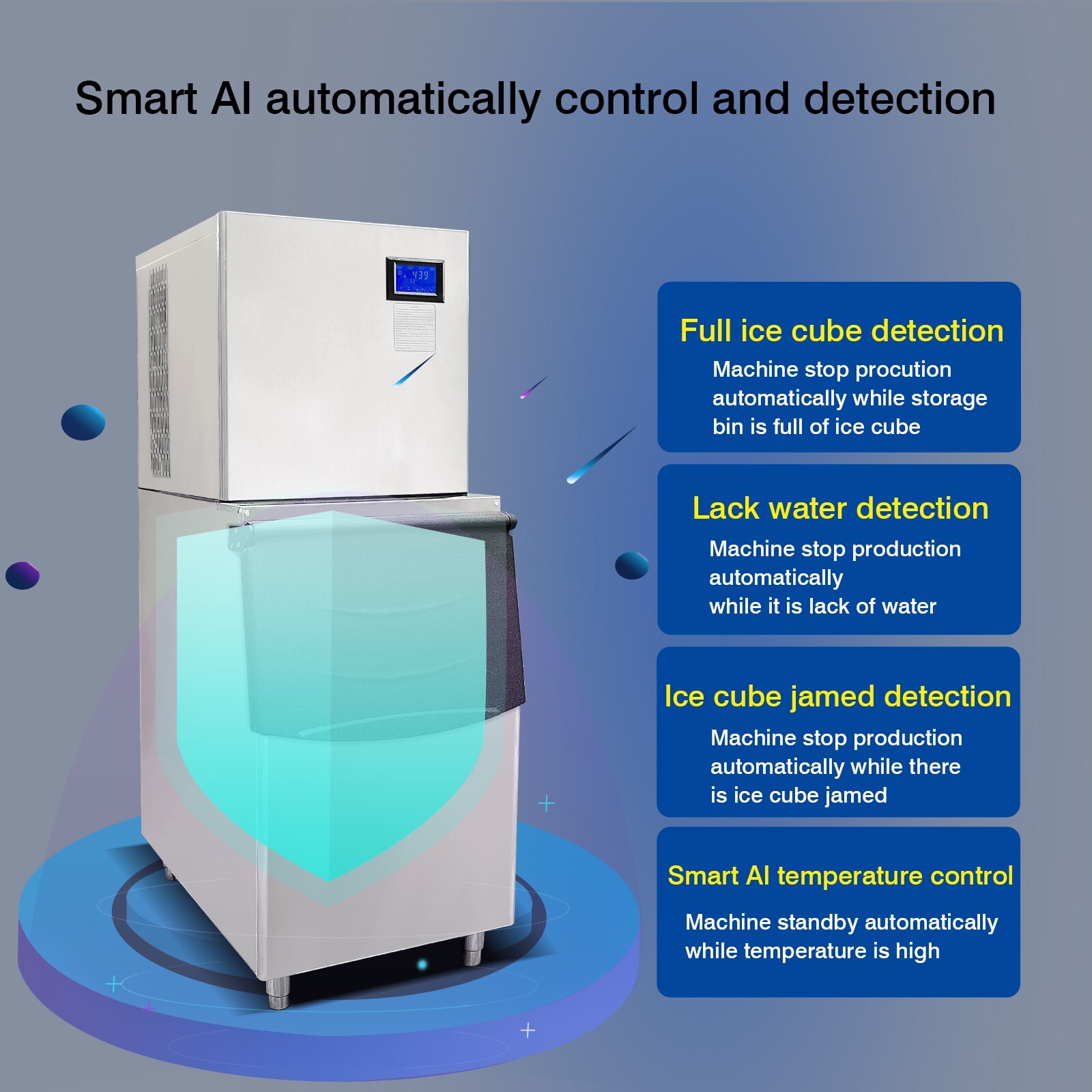 Kolice Commercial Automatic Ice Making Machine Auto Detection 360 LBS/DAY
