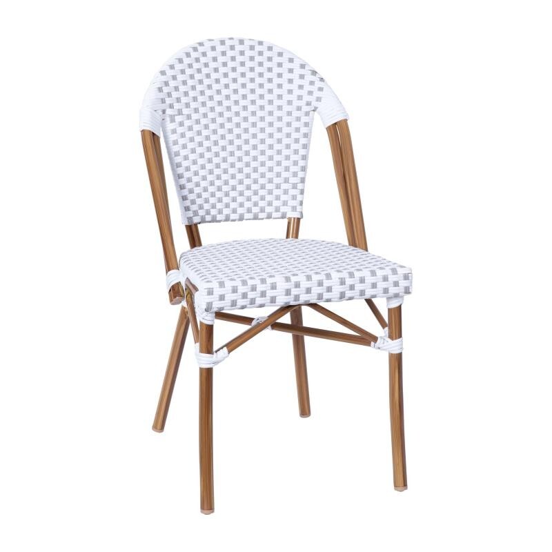 Bistro Style White & Gray Armless Dining Chair With Bamboo Aluminum Frame