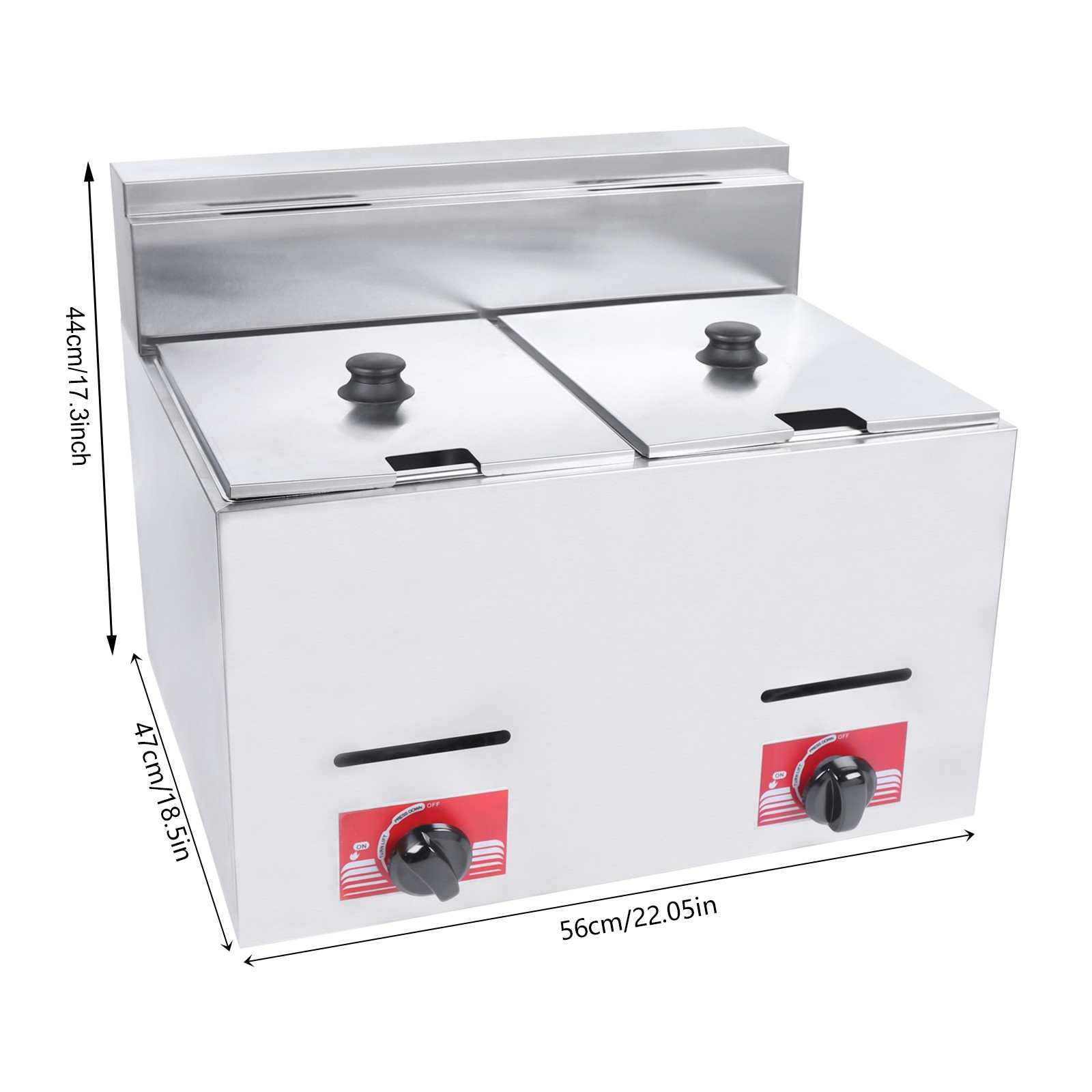 Commercial Propane Deep Fryer Countertop 12L Gas Fryer 2 Well LPG Gas Fryer