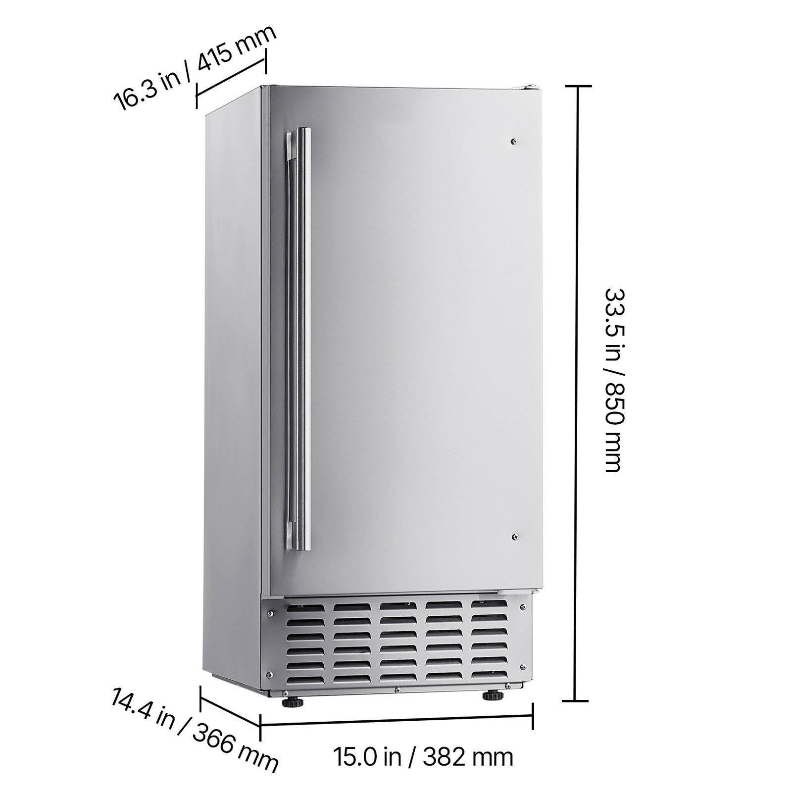 66Lb Commercial Nugget Ice Maker 15″ Undercounter Freestanding Ice Maker Machine