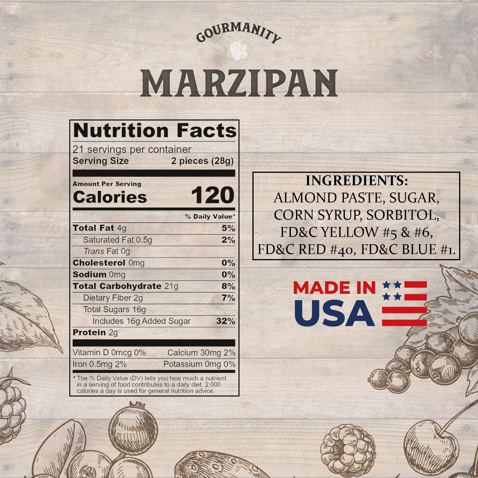 Gourmanity Marzipan Candy Gift Box, 42 Delicious 23.7 x 3.1 x 27.4 cm
