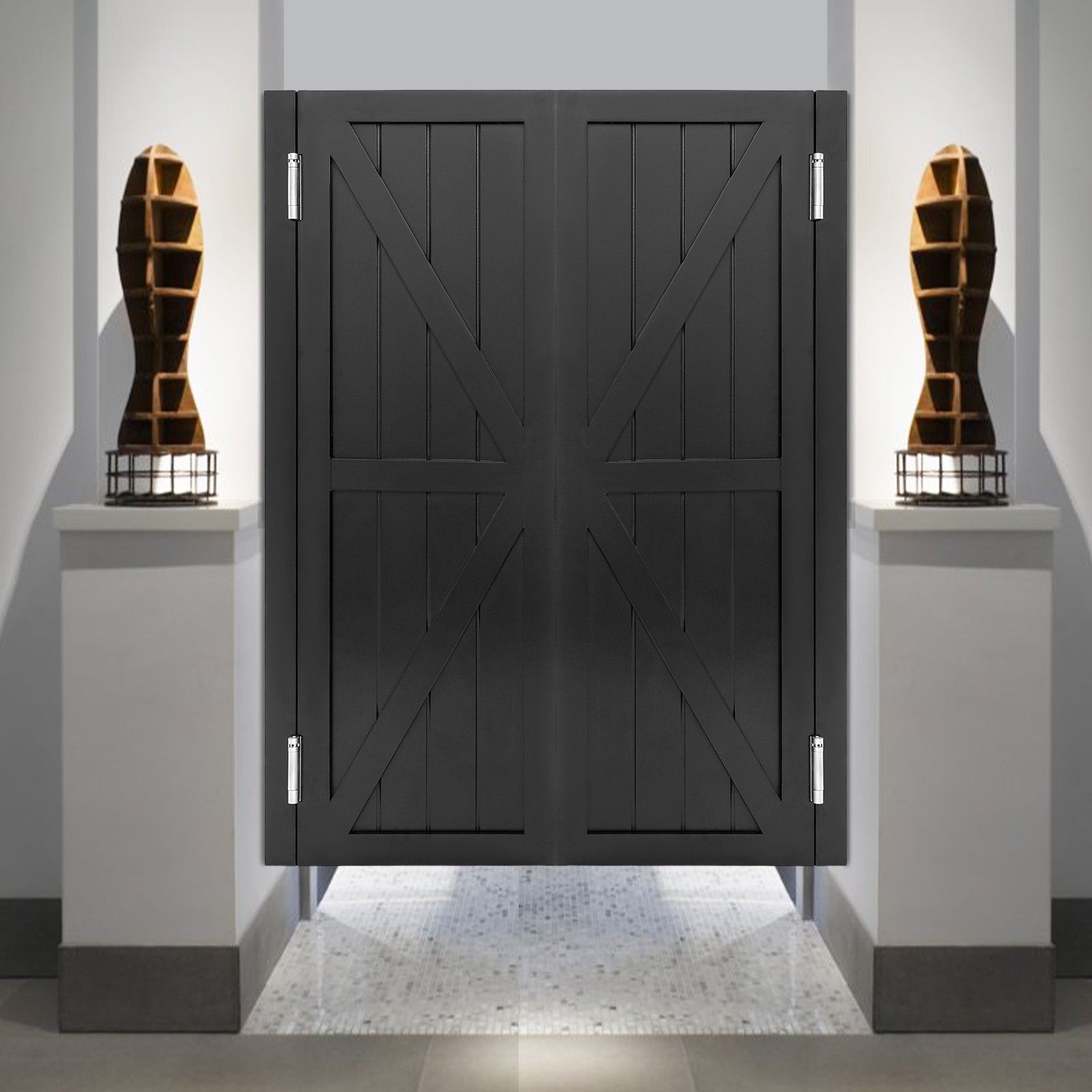 Wooden Partition Door 1*Pair Half-waist Partition Doors with Hinges for Entrance