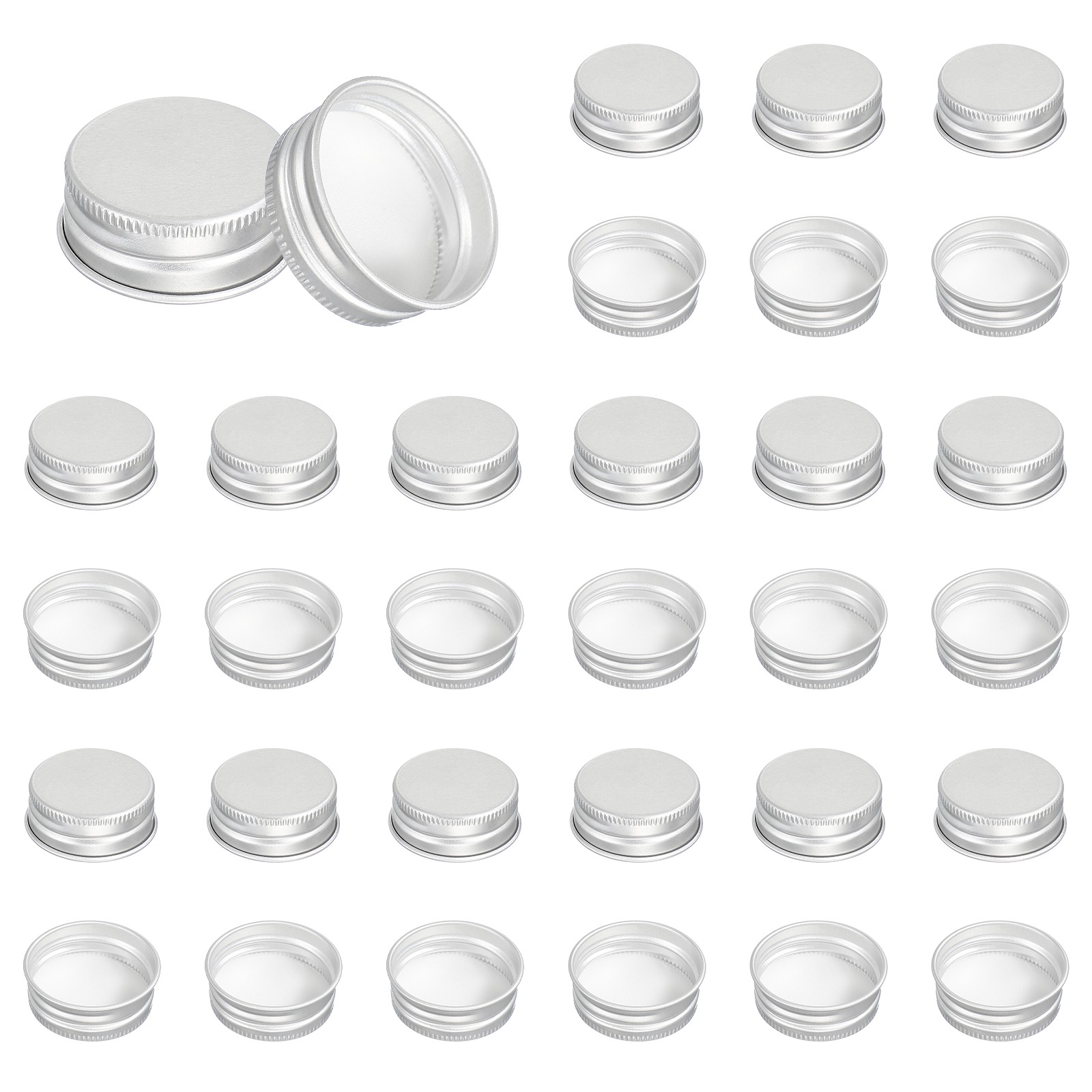 36Pcs 32mm Metal Round Screw Lids Aluminum Mason Jar Lids Silver Tone