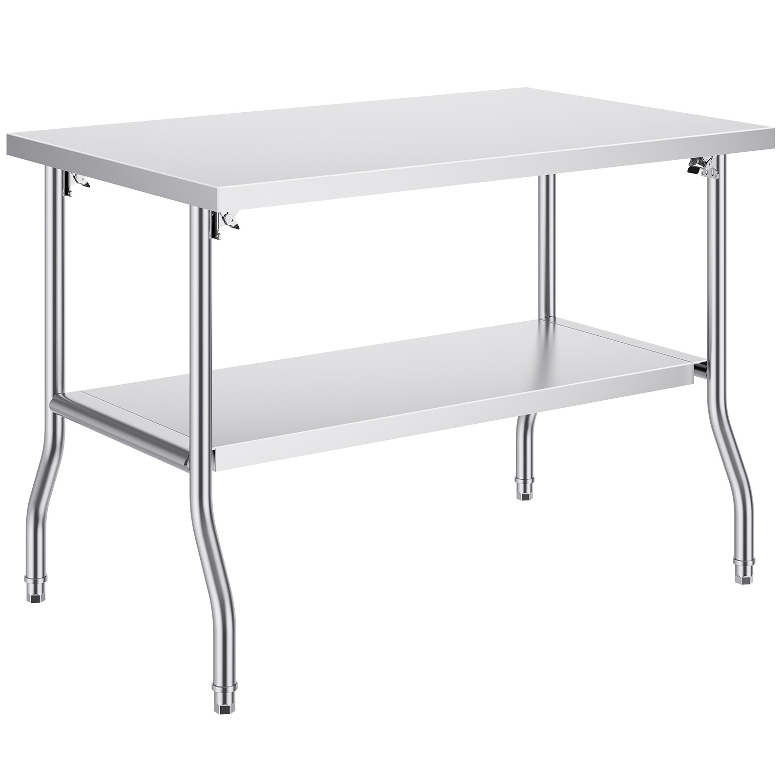 Folding Work Prep Table Stainless Steel with Undershelf -48 x 30 in.