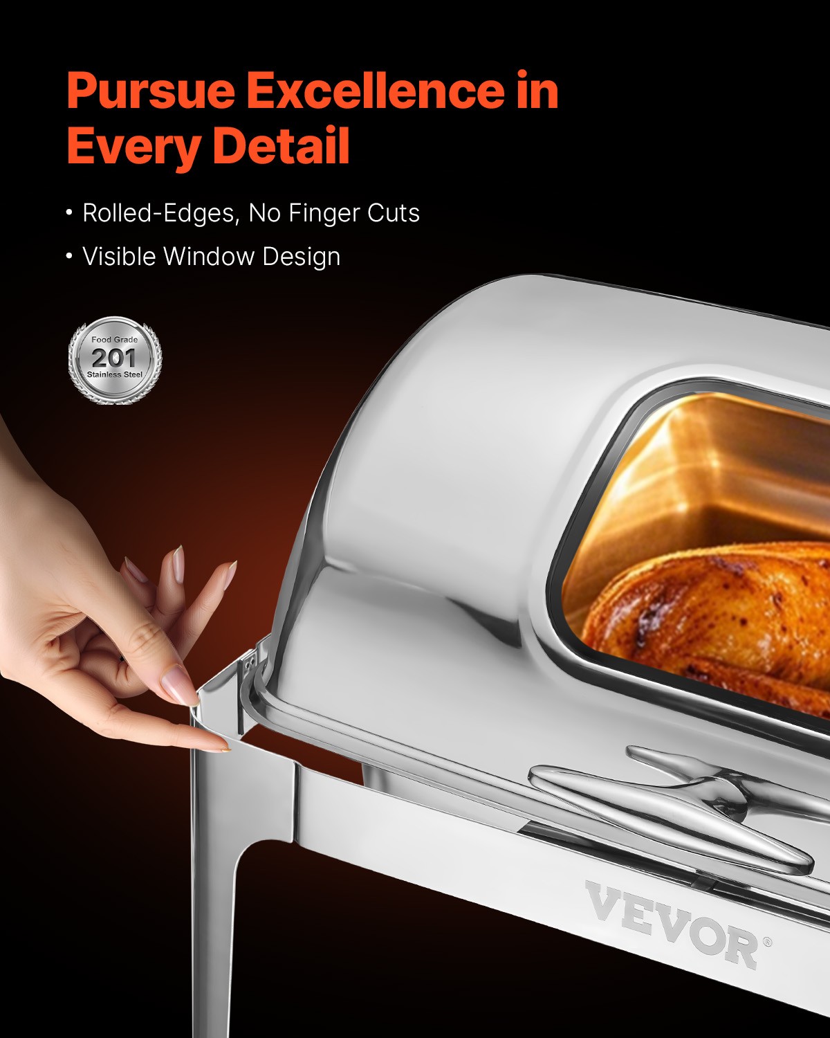 9QT Roll Top Chafing Dish Buffet Set Stainless Steel Chafer Food Warmer w/ Clip
