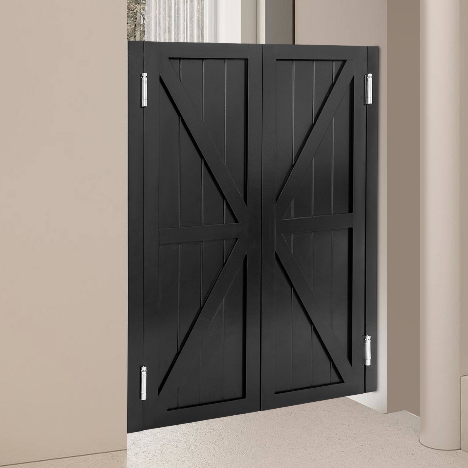 Wooden Partition Door 1*Pair Half-waist Partition Doors with Hinges for Entrance