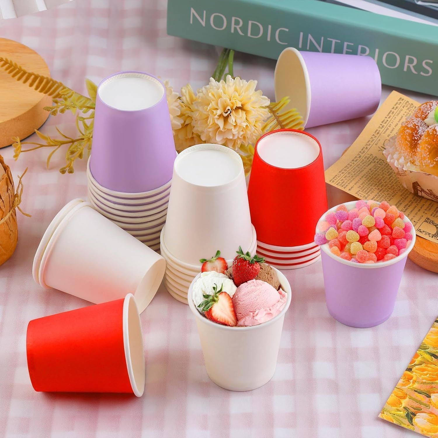 3 Oz Disposable Paper Cups, 50 Pack Bathroom Cups, 88Ml Small Paper Cups, Paper