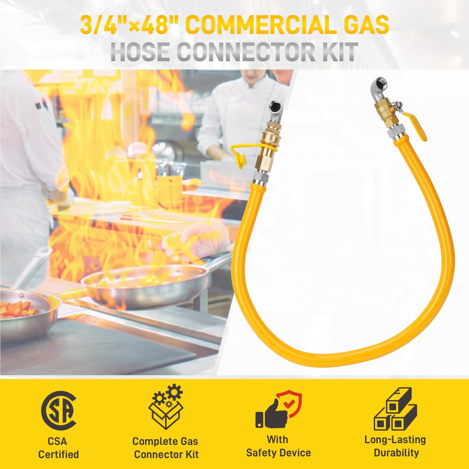 3/4″×48″ Gas Hose Connector Kit W/3/4 Quick Connect 1675KIT48 Safety System CSA