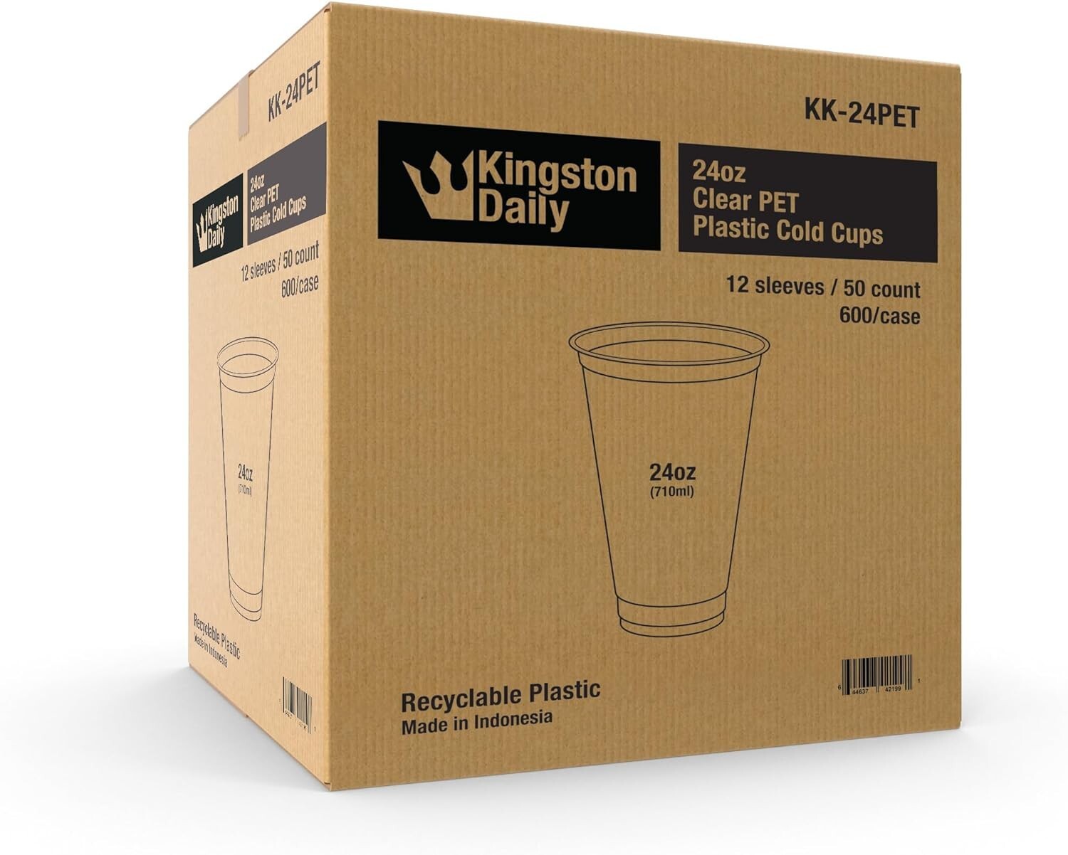 600 PACKS 24 oz Clear Plastic Cups Disposable Cold Cups PET Cups Fit 98mm Lids