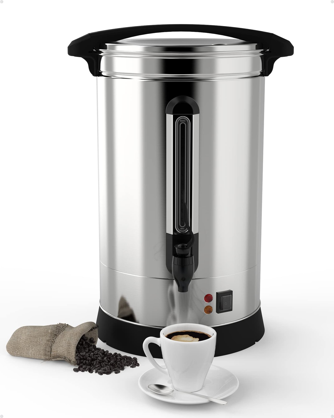 Dripless Faucet Fitted 18L Commercial Coffee Maker 120 Cup Stainless Steel Coffe