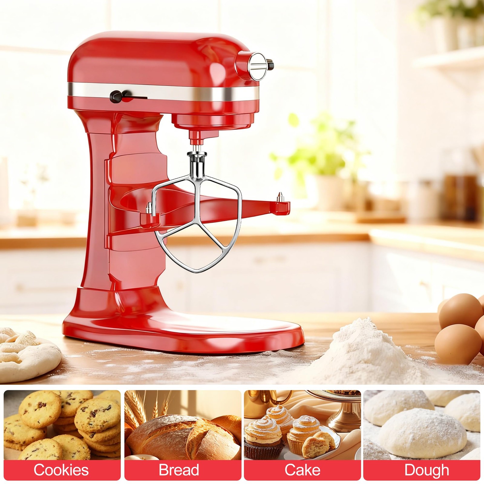 Stainless Steel Flat Beater for KitchenAid Bowl-Lift Stand Mixer (5/6 Quart),…