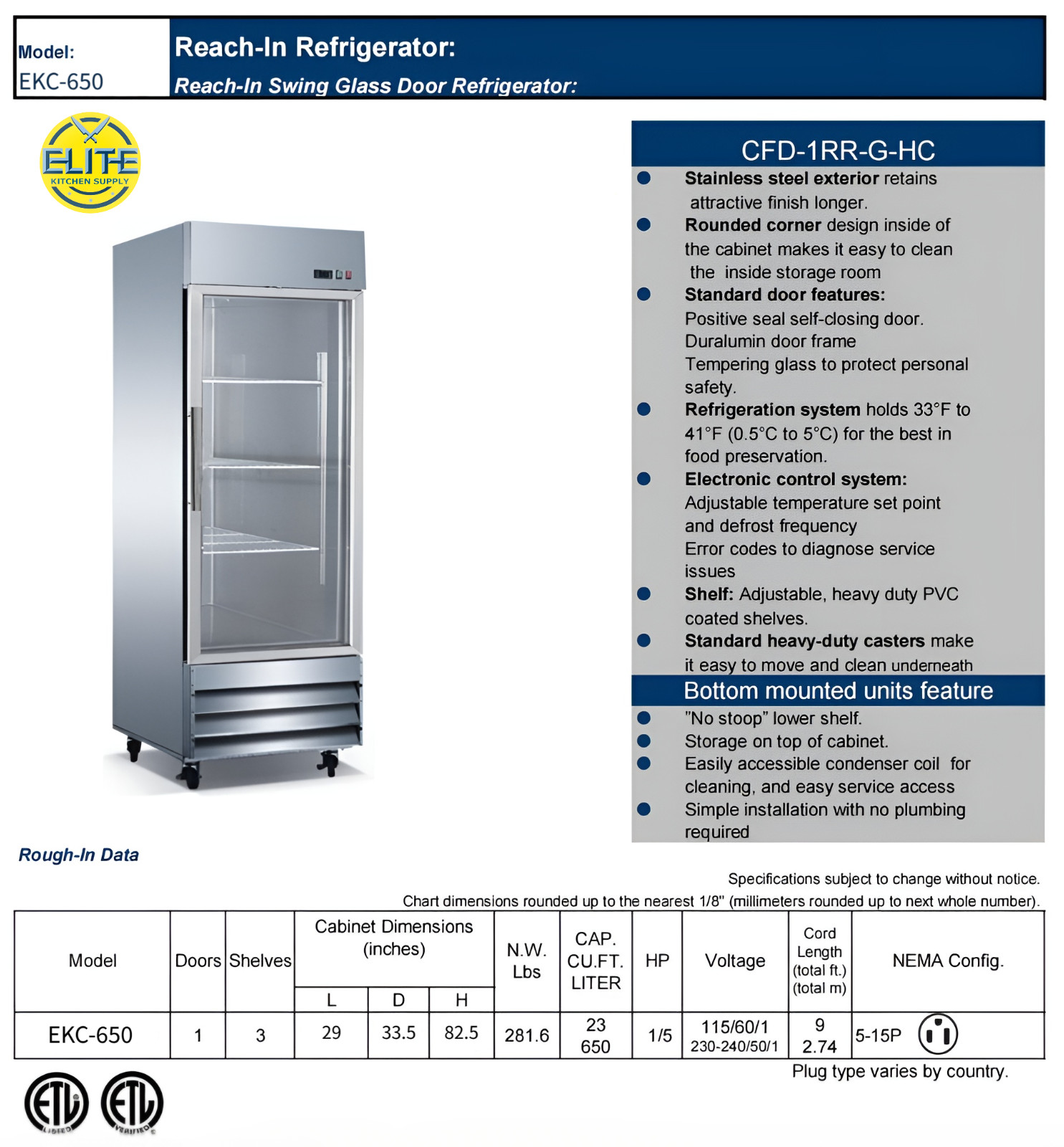 29″ Glass Door Cooler Beverage Merchandiser Commercial Single Door Refrigerator