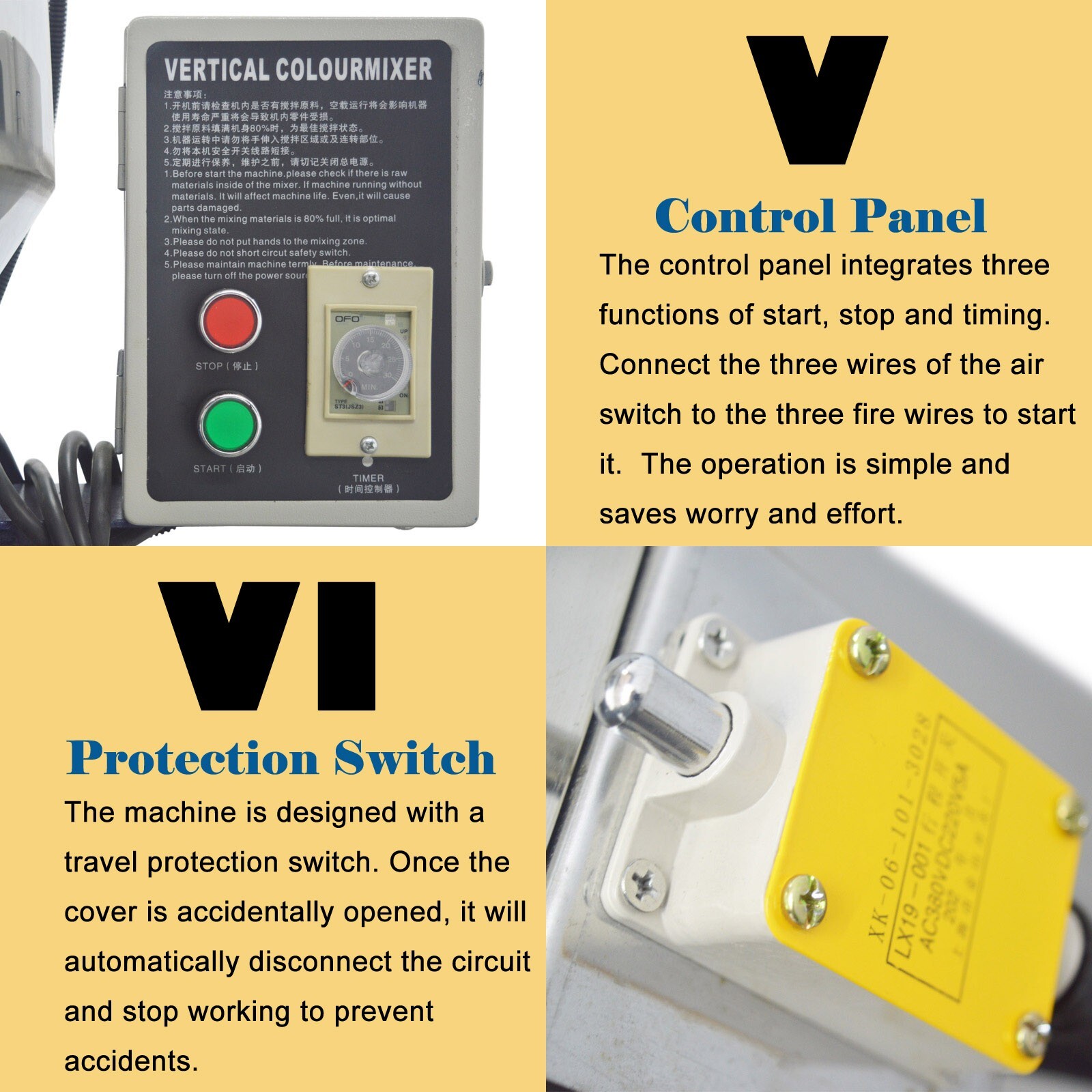 220V Industrial Raw Materials Blender Mixer Vertical Color Master Batch Mixer