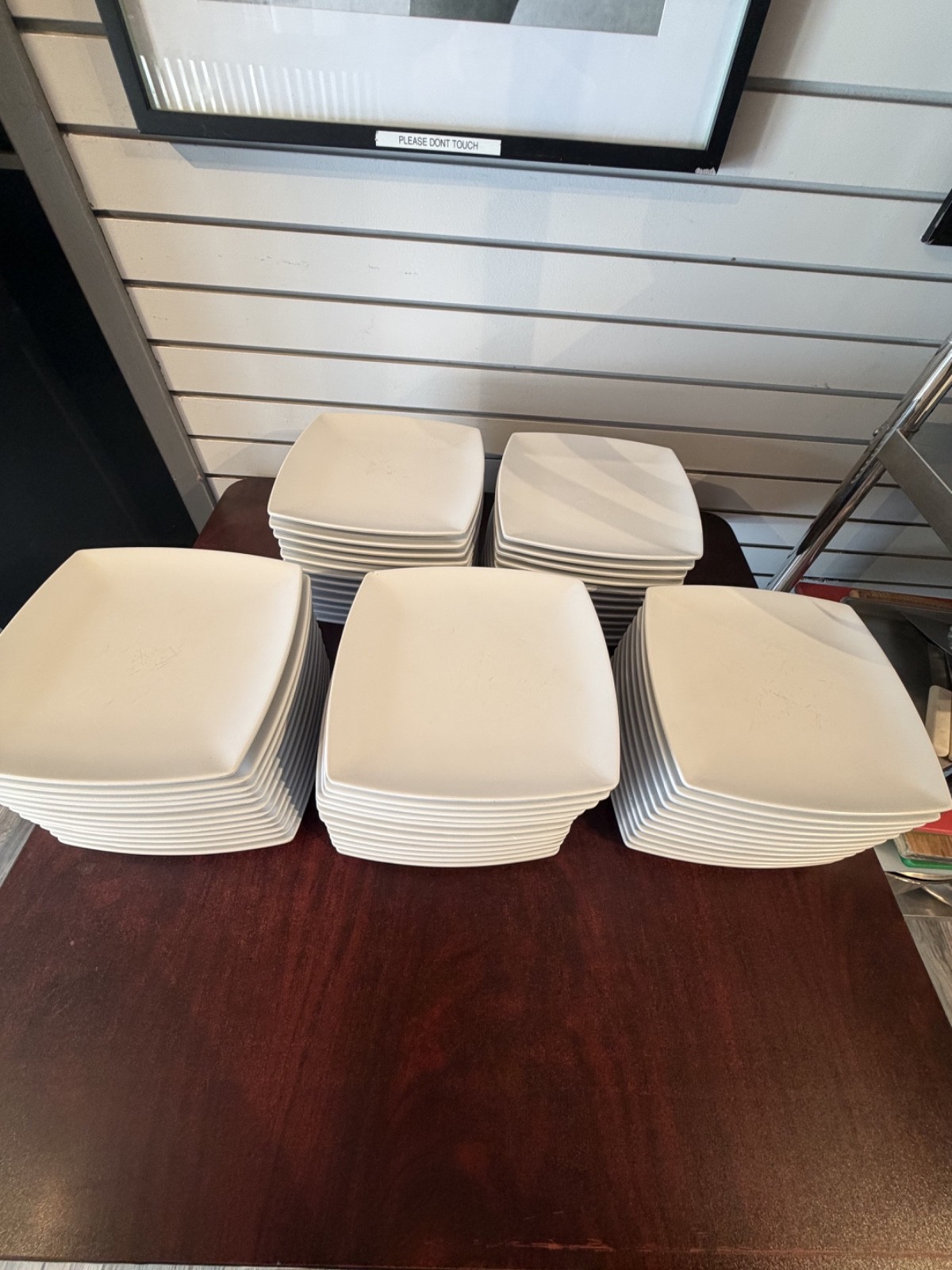 Thunder Group 29010WT Classic White Melamine Square Plate 10″ Used Lot of 59