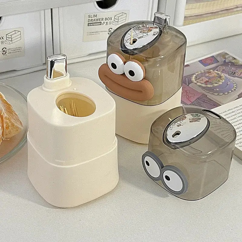 Toothpick Dispenser Pop Up Press Automatic Holder Clean Storage Box Press & Pop