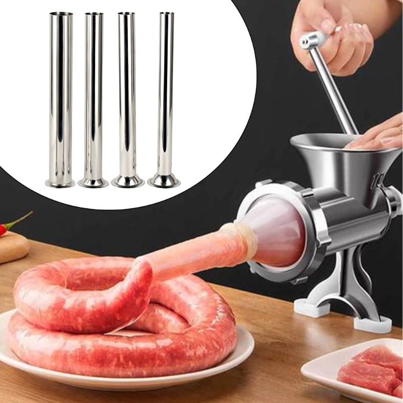 4pcs Stainless Steel Sausage Stuffer Parts for Home Kitchen and Small Restaurant