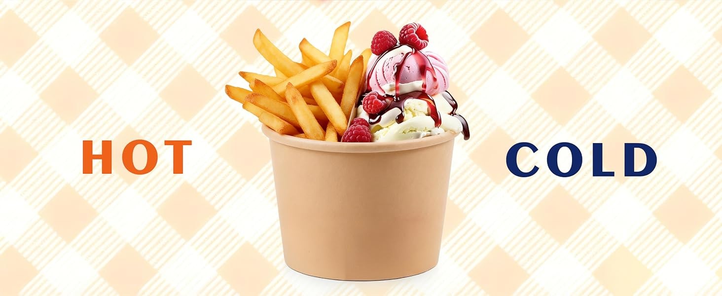 160 PCS Ice Cream Cups Disposable, 8 oz Paper Ice Cream Bowls, Soup Bowls for