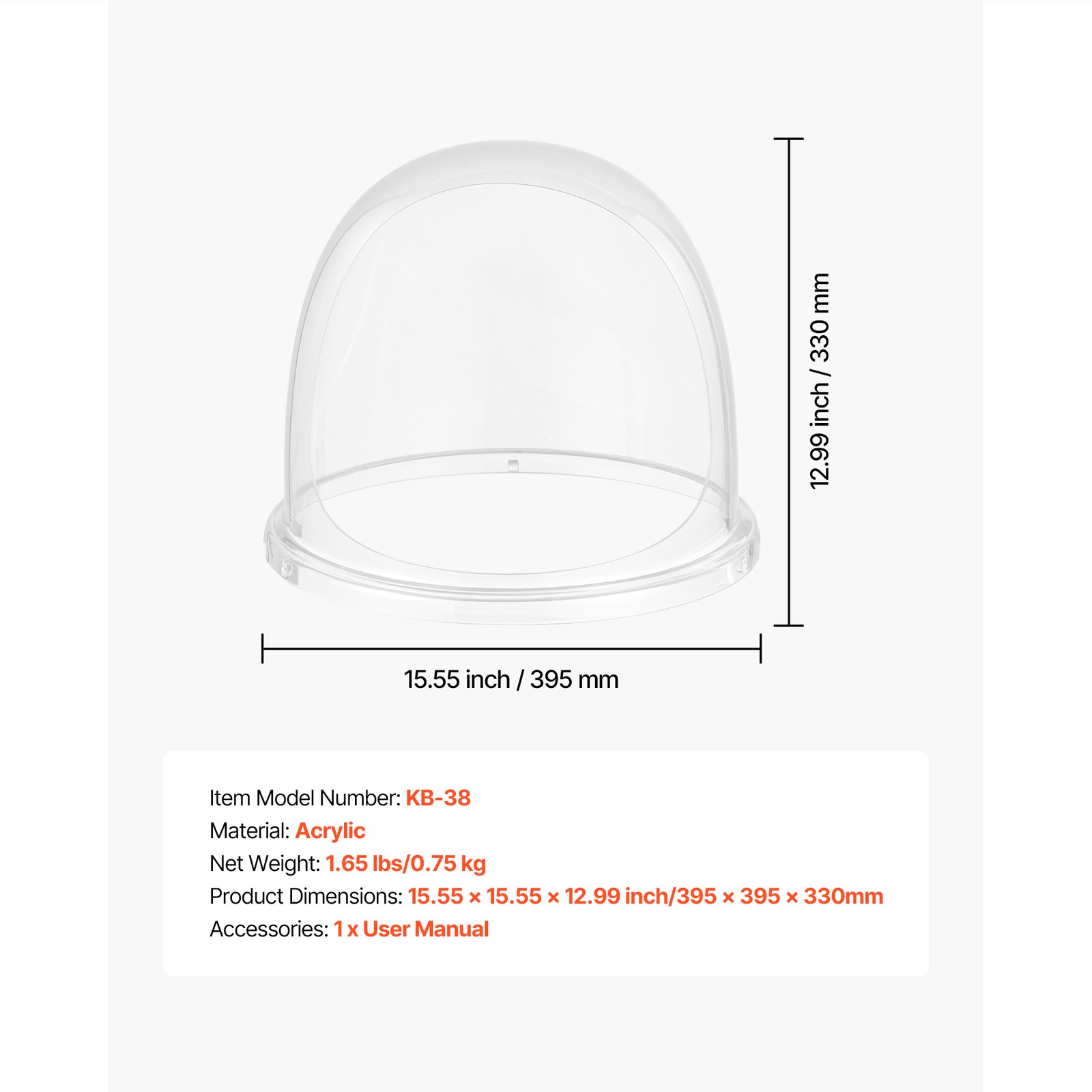 Uimoso Transparent Acrylic Dome Shield for Cotton Candy Machines