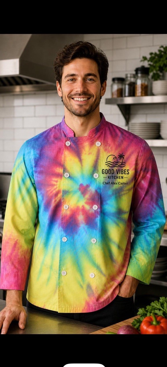 Custom Tie Dye Chef Coat: Personalized Text Adult