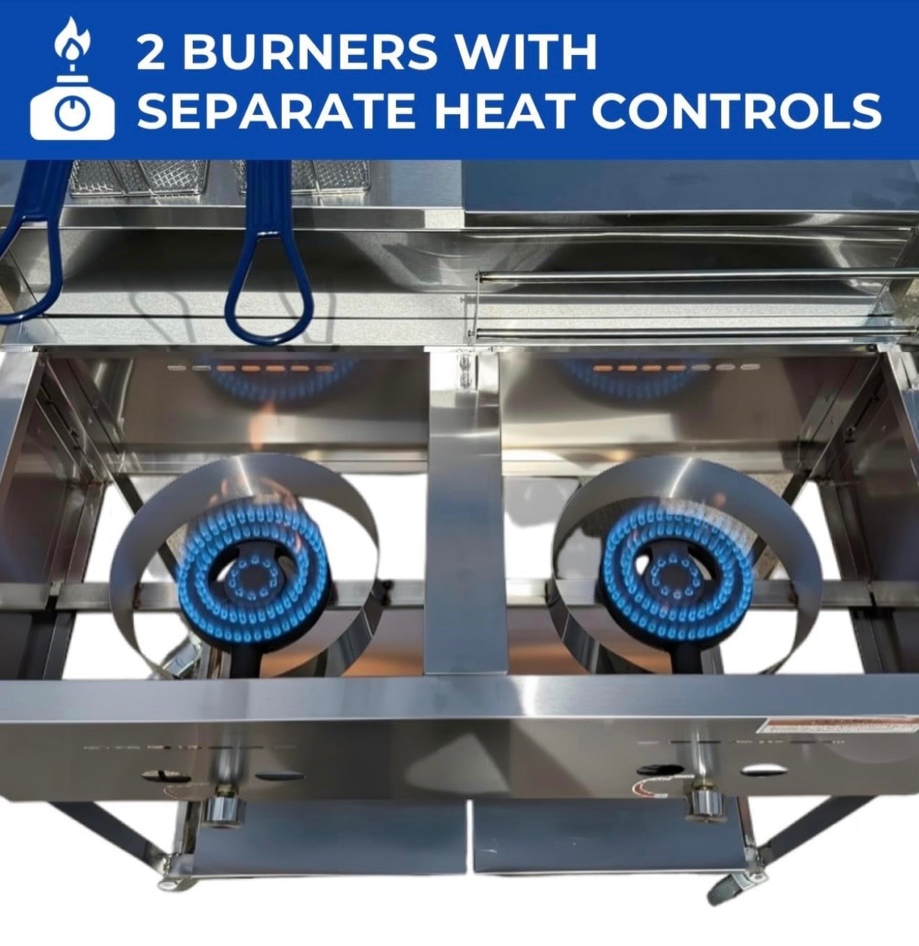Deep Fryer Cart with 2 Pan Steam Table | Propane | Portable | Stainless Steel