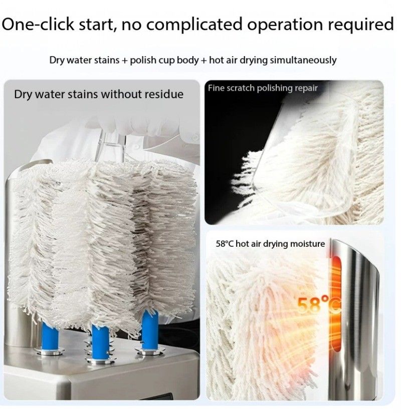 Commercial Electric Cup Scrubber for Bars – Automatic Glass Cup Cleaning Device