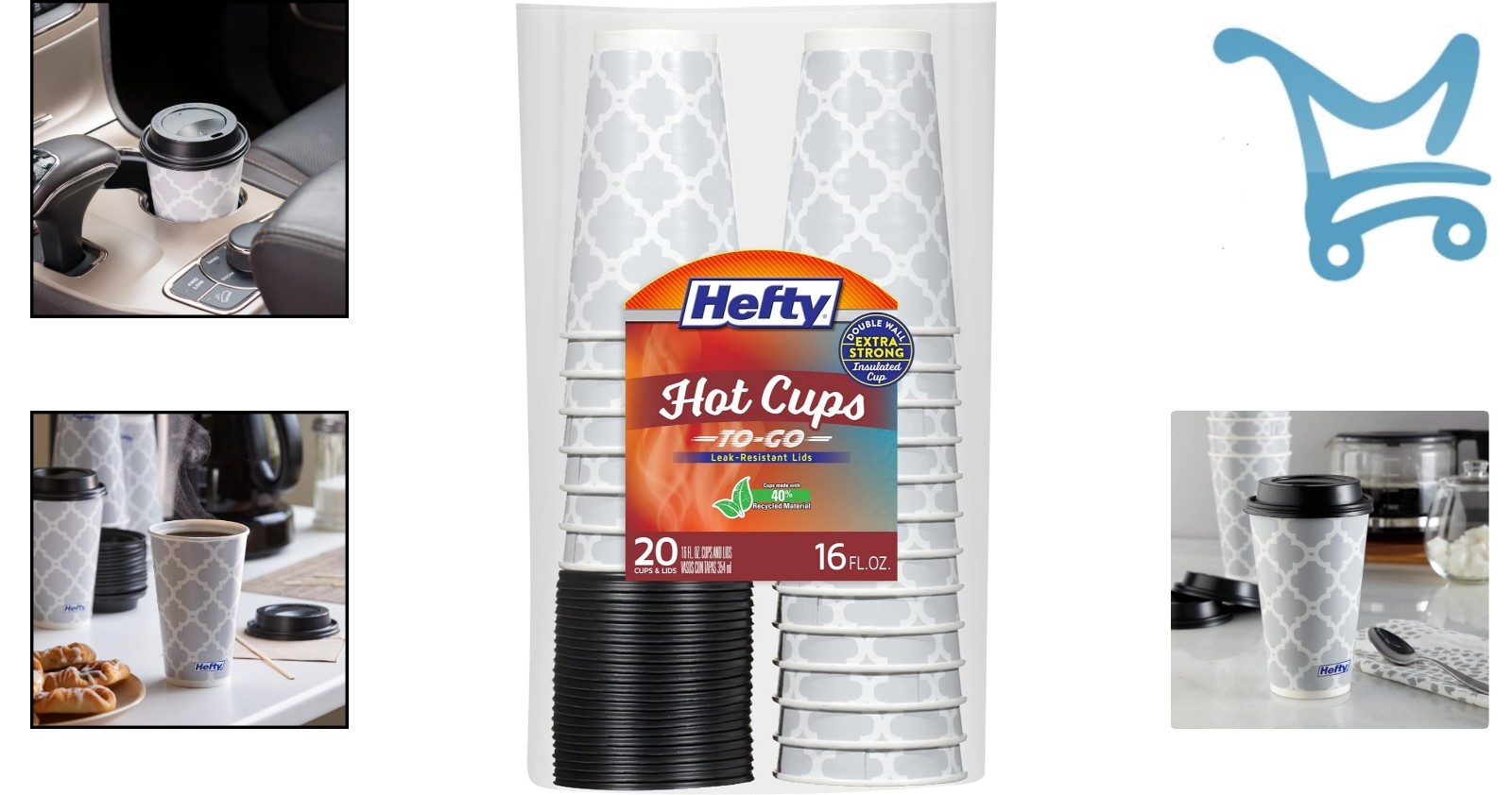 Disposable Hot Coffee Cups with Lids 16oz Leak-Resistant Double Wall Insulated