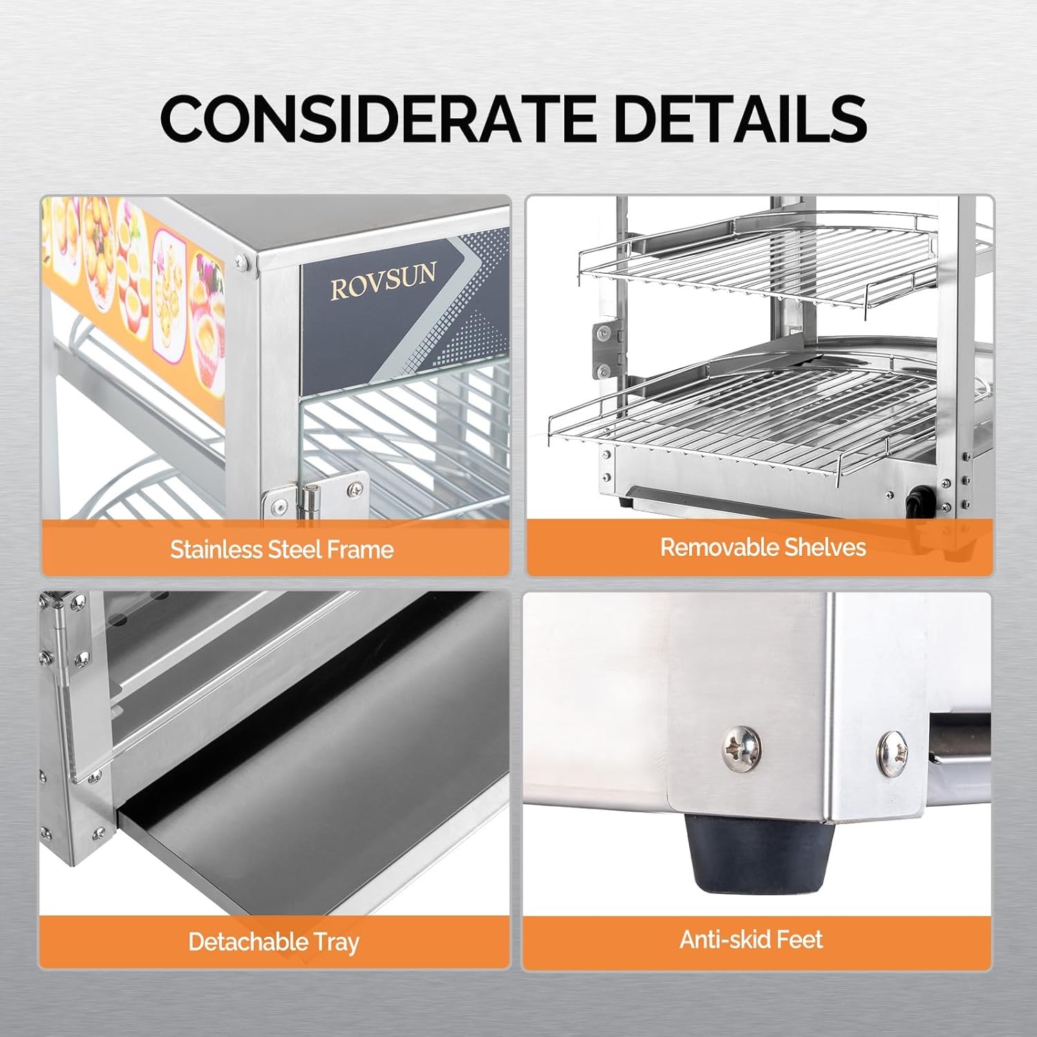 ROVSUN Food Warmer Display Pizza Warmer, Commercial Countertop Food Warmer-800W
