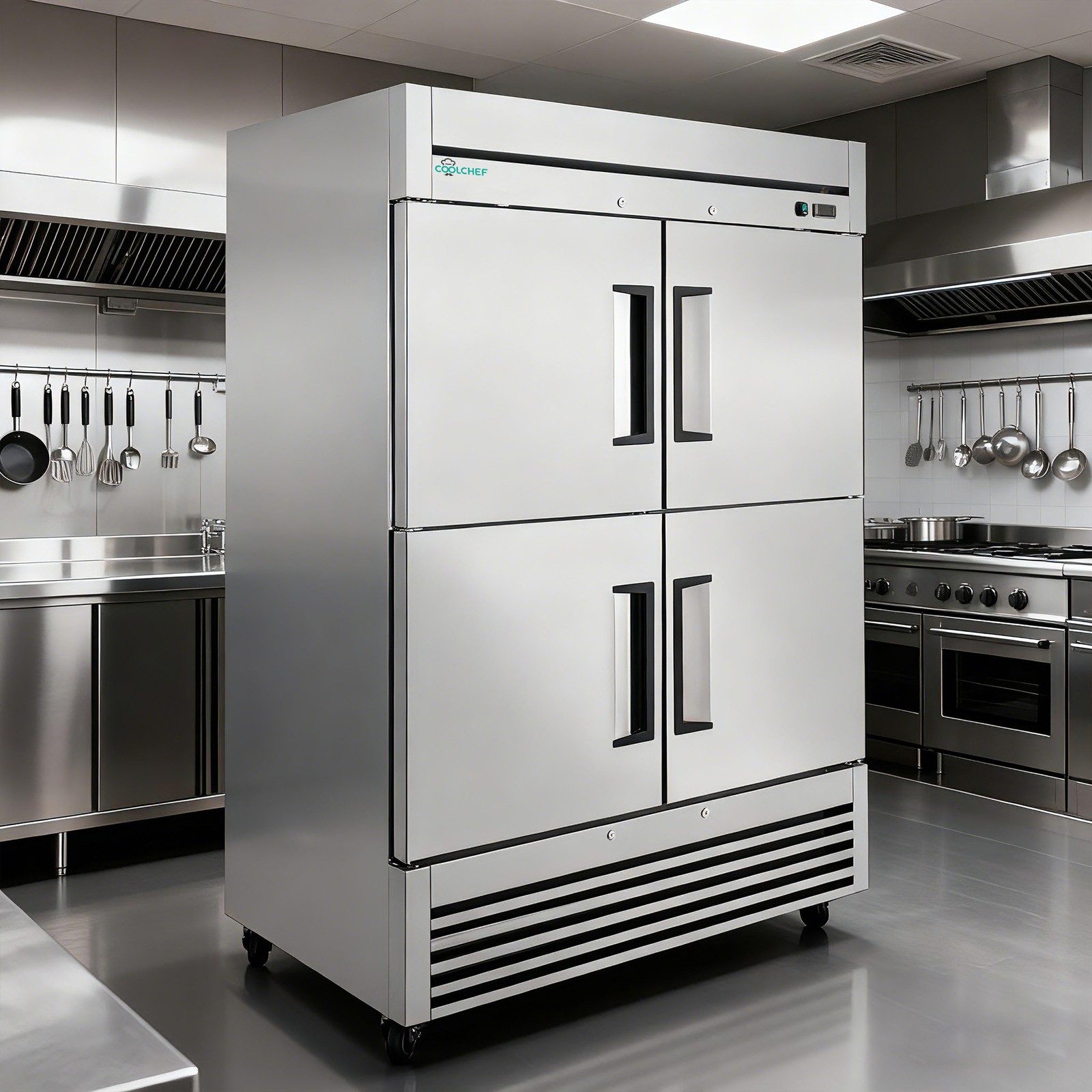 54» 2 Section Reach-In Refrigerator 4 Doors Left/Right Commercial Refrigerators