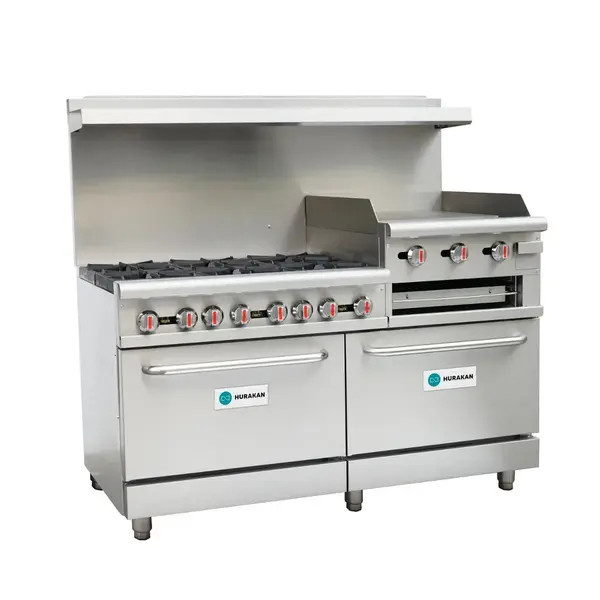 Hurakan HKN-XRFG60O6GB24A 60» Gas Range, 6 burners, Griddle & Broiler