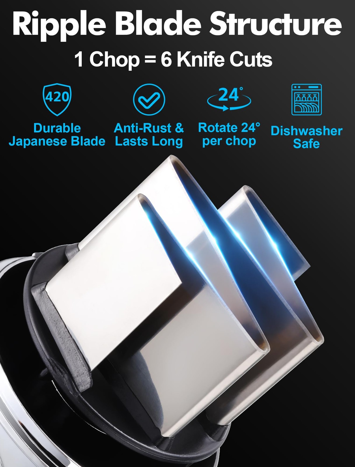 Food Chopper, Hand Chopper Dicer Easy to Clean, Manual Slap Vegetable Black