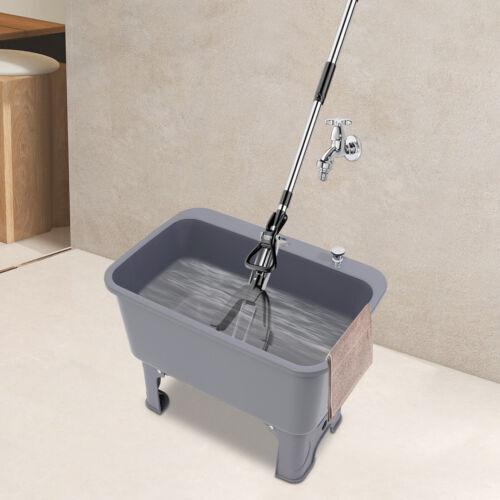 PP Freestanding Floor Mop Sink One-Piece Molded 60 × 40 × 27 cm Grey