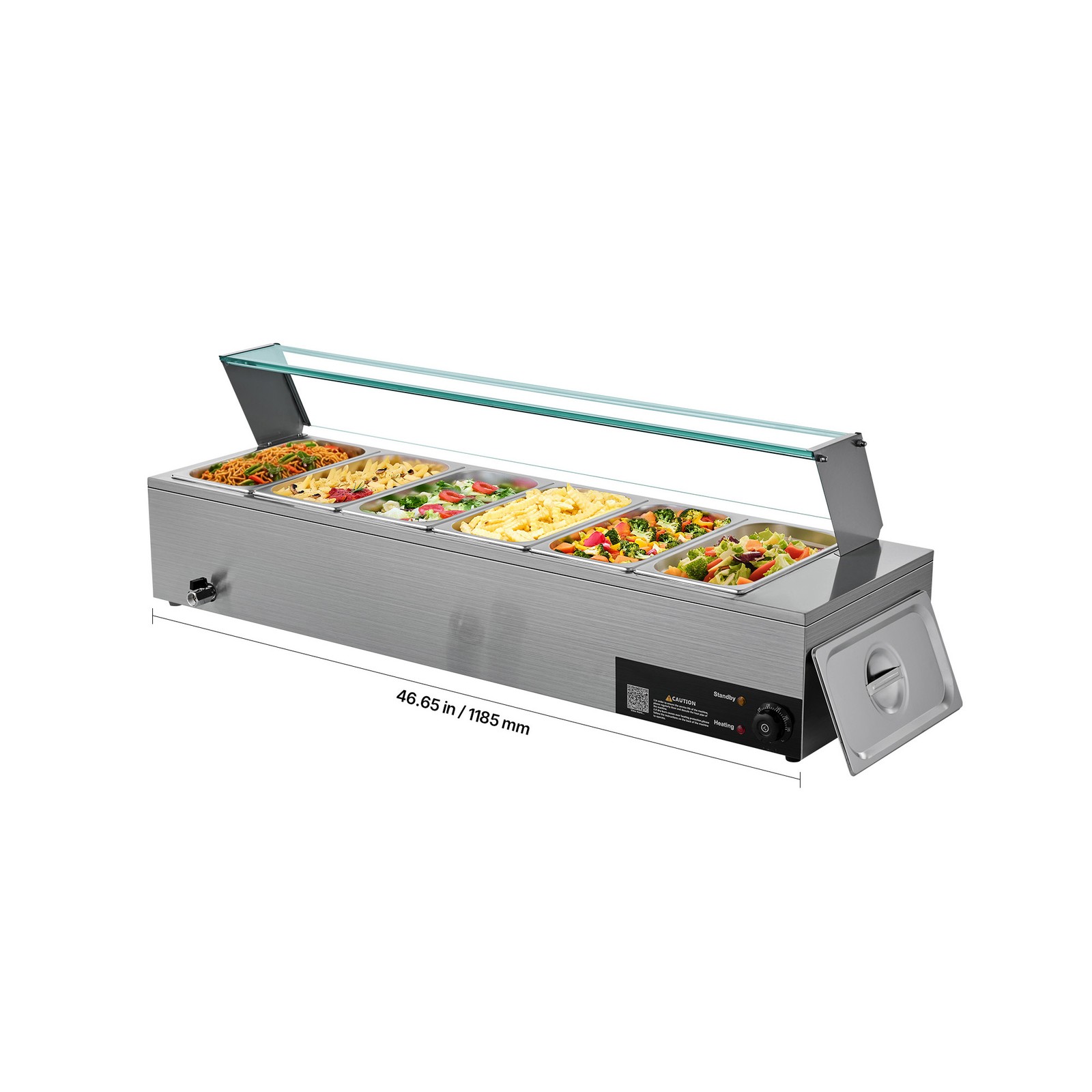 Uimoso Commercial Food Warmer 6 Pans Buffet Bain Marie Countertop Steam Table
