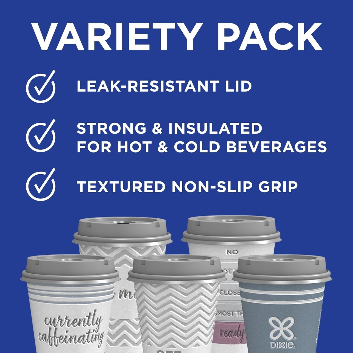 Modern Insulated Paper Coffee Cups, 12 oz with Lids – 28 Count for On-the-Go