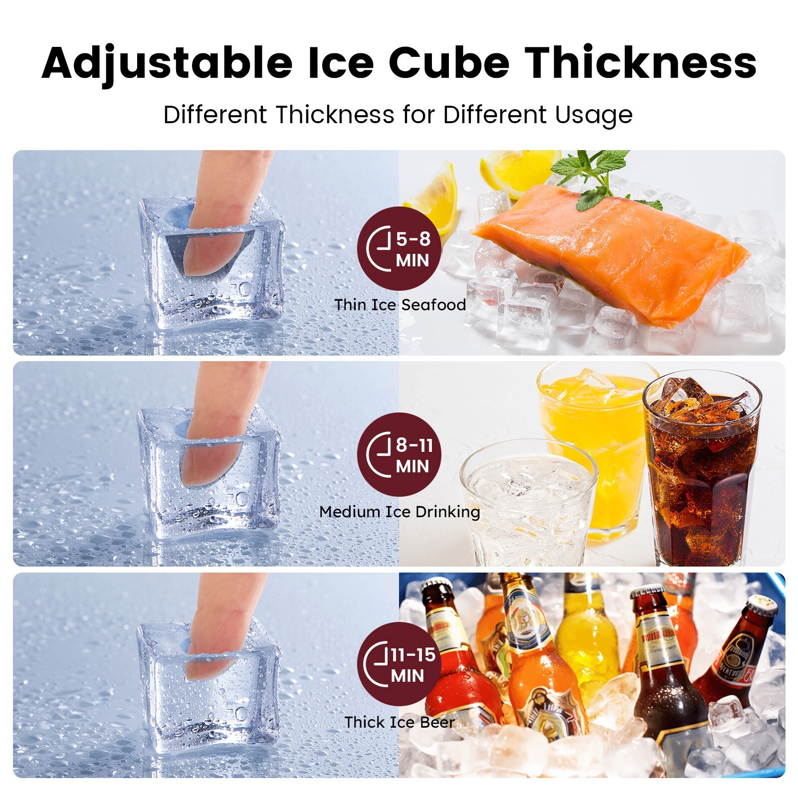 150LB/24h Built-In Commercial Ice Maker Stainless Ice Cube Machine Freestanding