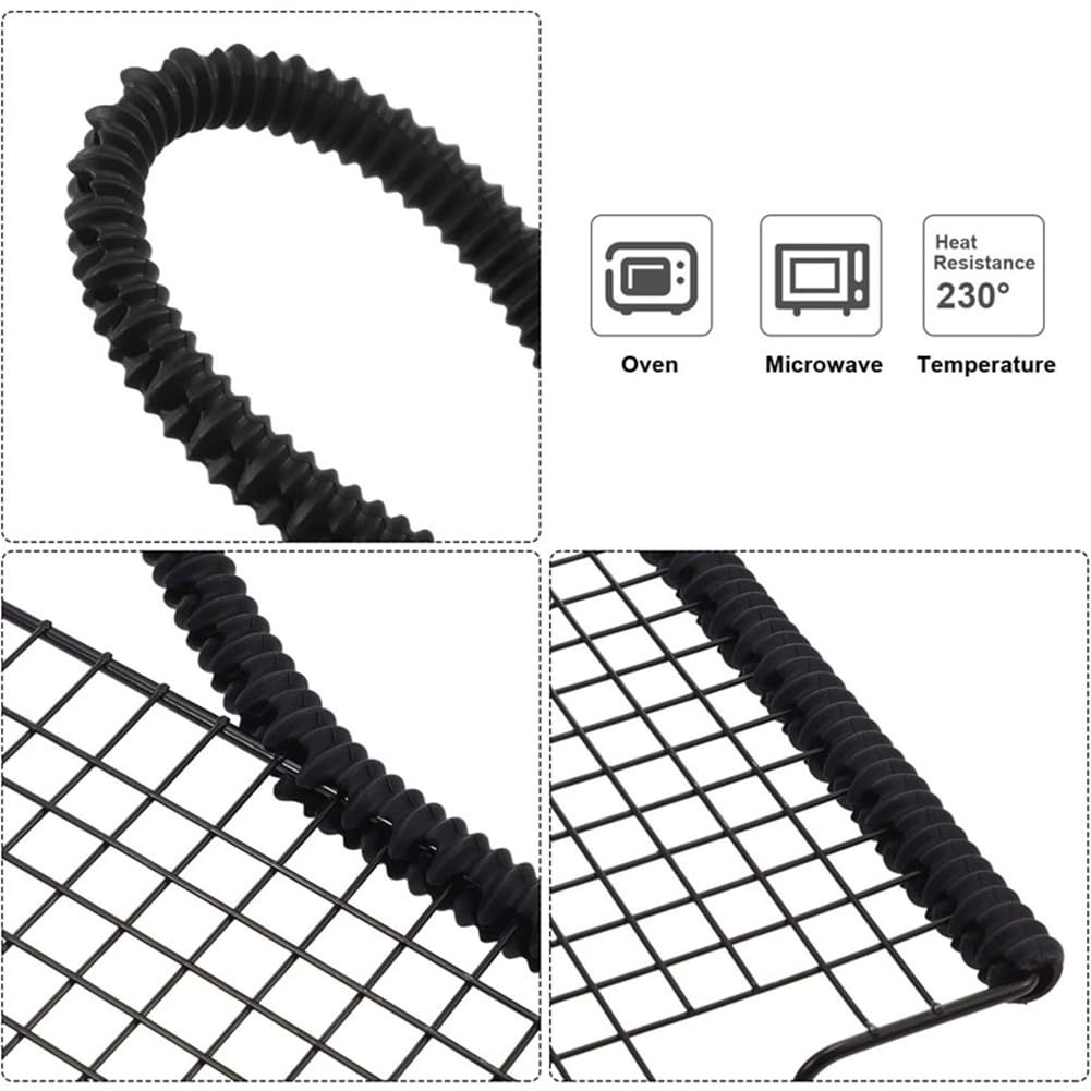 2 Pack Black Extra Long Silicone Oven Rack Shields Heat Resistant Guards