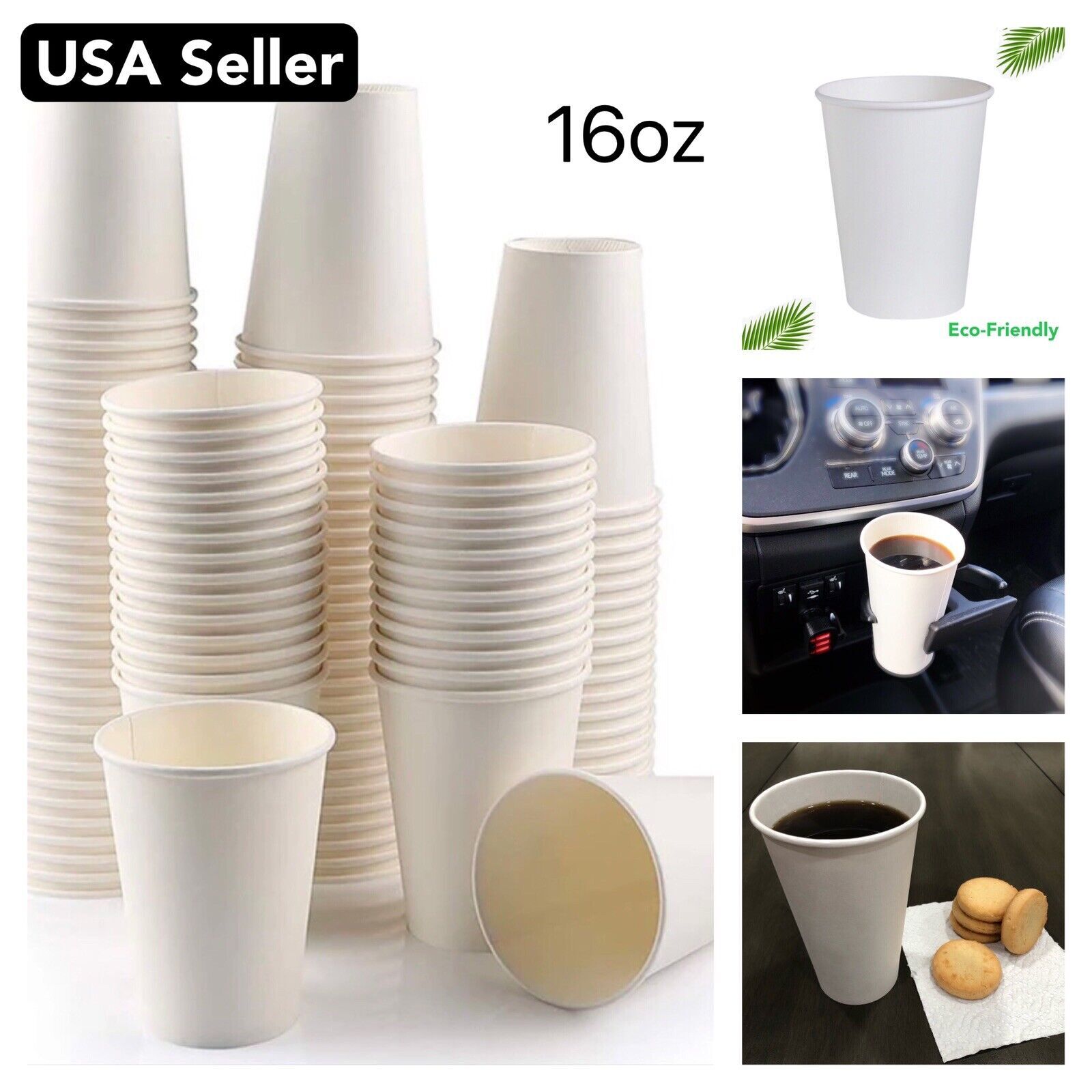 16 oz Disposable Paper Cups Hot/Cold Coffee Cups Beverage Drinking Cup for Party