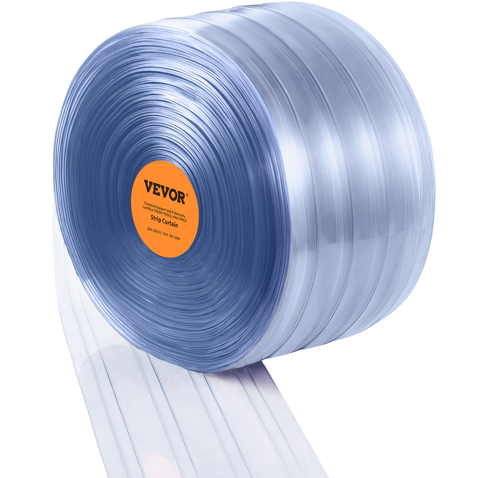 VEVOR Strip Curtain Ribbed PVC Door Curtain 150’x8″ Roll Cooler Freezer Plastic
