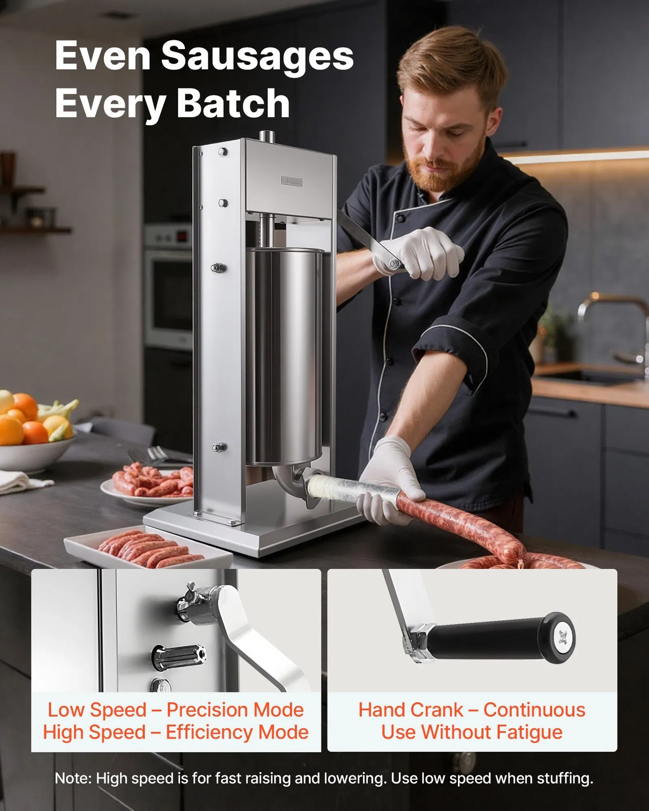 Manual Sausage Stuffer, 33 LBS / 15 L Vertical Meat Stuffer, Heavy Duty Sausage