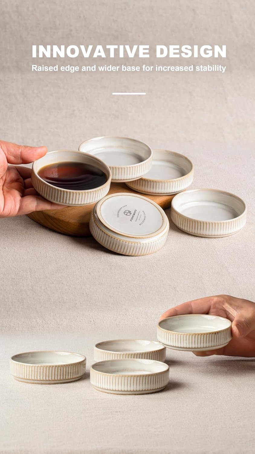 Star Soy Sauce Dish Ceramic Dipping Bowls Set of 6, 4 oz Individual Dip Sauce